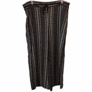 Maurices Womens Large Black Printed Pull On Drawstring Straight Wide Leg Pants